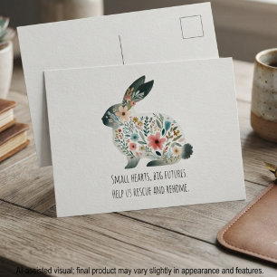 Carte Postale Aquarelle florale botanique de lapin