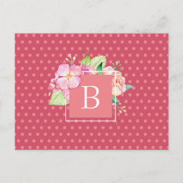 Carte Postale Aquarelle Florale Custom Points Rose Initiaux Cora