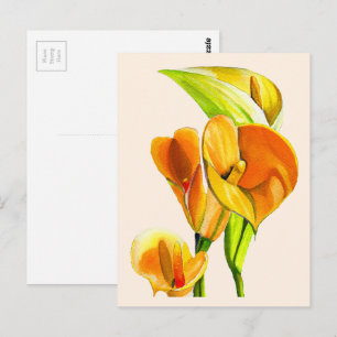 Carte Postale Aquarelle florale de l'arum lis