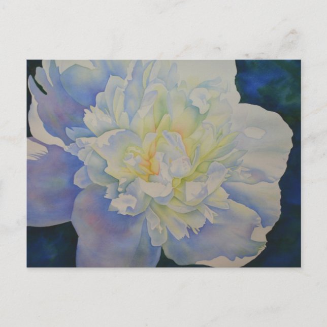 Carte Postale Aquarelle florale élégante de pivoines blanches ja (Devant)