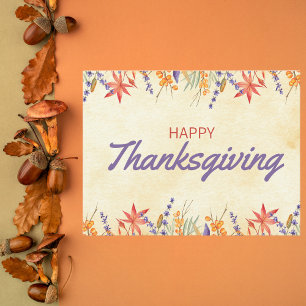 Carte Postale Aquarelle florale Thanksgiving
