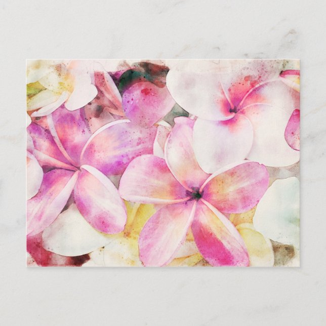 Carte Postale Aquarelle florale tropicale hawaïenne (Devant)