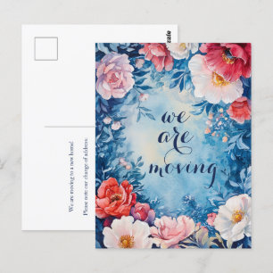Carte Postale Aquarelle Florals Nouvelle adresse Moving Faire-pa