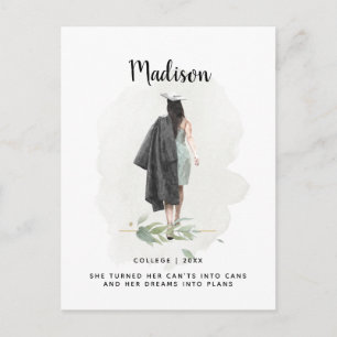 Carte Postale Aquarelle Foliage Graduation Girl Faire-part