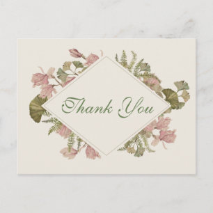 Carte Postale Aquarelle Ginkgo Merci Mariage Floral
