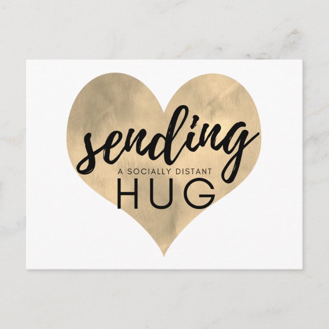 Carte Postale Aquarelle Gold Heart Distancing Social Hug (Devant)