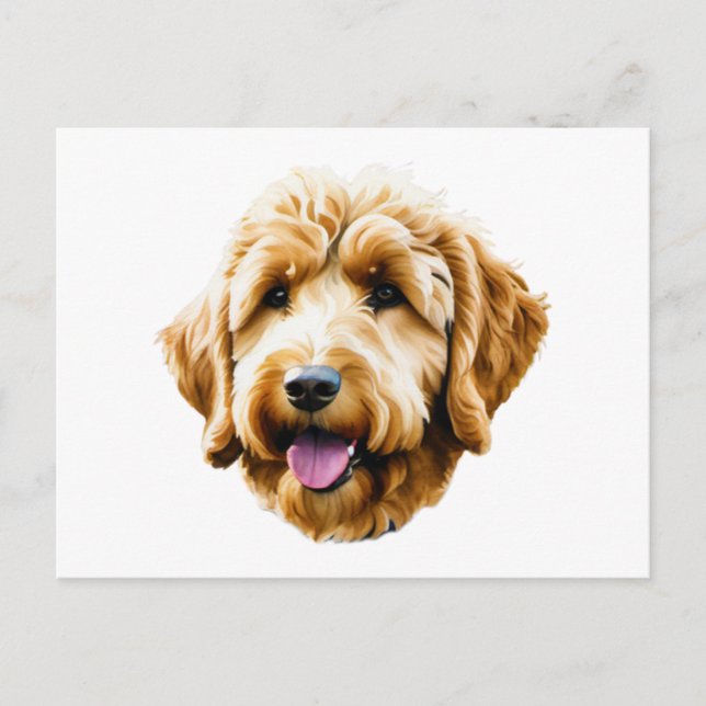 Carte Postale Aquarelle Goldendoodle (Devant)