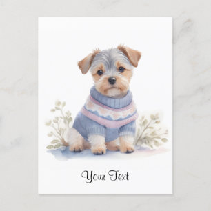 Carte Postale Aquarelle Gris Schnauzer Chien Chien Chien Chien P