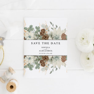 Carte Postale Aquarelle hiver doux  enregistrer la date
