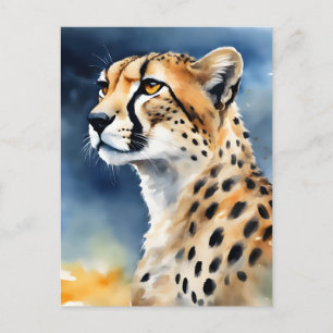 Carte Postale Aquarelle Illustration guépard