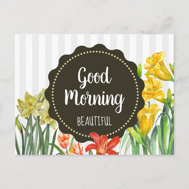 Carte Postale Aquarelle Jaune Orange Fleurs de printemps Design (Devant)