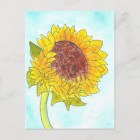 Aquarelle Joli tournesol jaune