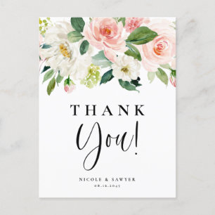 Carte Postale Aquarelle Jolie Fleurs Jardin Mariage Merci