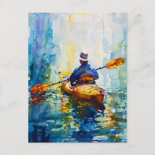 Carte Postale Aquarelle Kayak Peinture