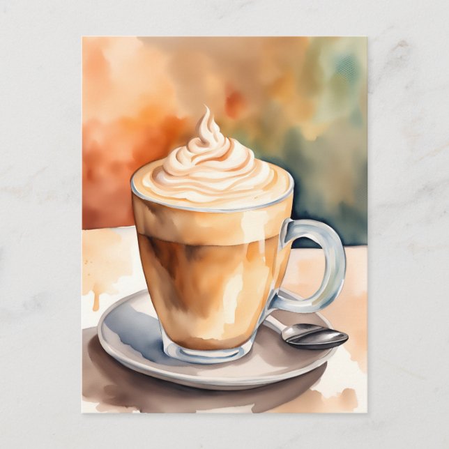Carte Postale Aquarelle, Latte de caffe, Post-croisement (Devant)