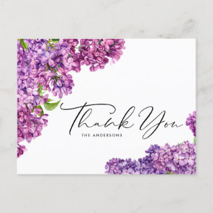 Carte Postale Aquarelle Lilac Fleurs Merci botanique