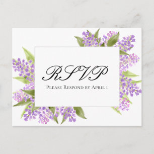Carte Postale Aquarelle Lilacs Bouquet Mariage élégant RSVP