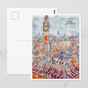 Carte Postale Aquarelle Lille France Travel Place
