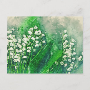 Carte Postale Aquarelle Lily botanique de la vallée