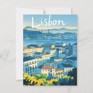 Carte Postale Aquarelle Lisbonne Portugal