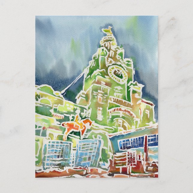 Carte Postale Aquarelle Liverpool (Devant)