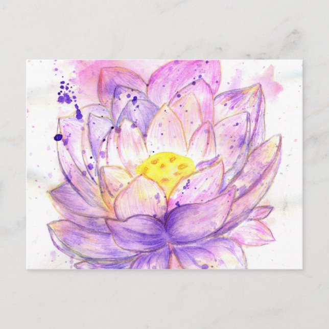 Carte Postale Aquarelle Lotus Flower 4 (Devant)
