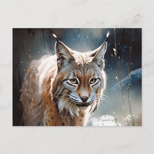 Carte Postale Aquarelle Lynx (Devant)