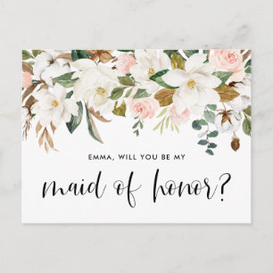 Carte Postale Aquarelle Magnolia Coton Garland Maid of Honor