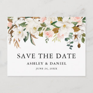 Carte Postale Aquarelle Magnolias Roses Roses Rose Enregistrer L