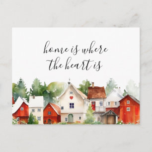 Carte Postale Aquarelle Maison est là où le coeur est immobilier