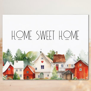 Carte Postale Aquarelle Maison Sweet Home Immobilier