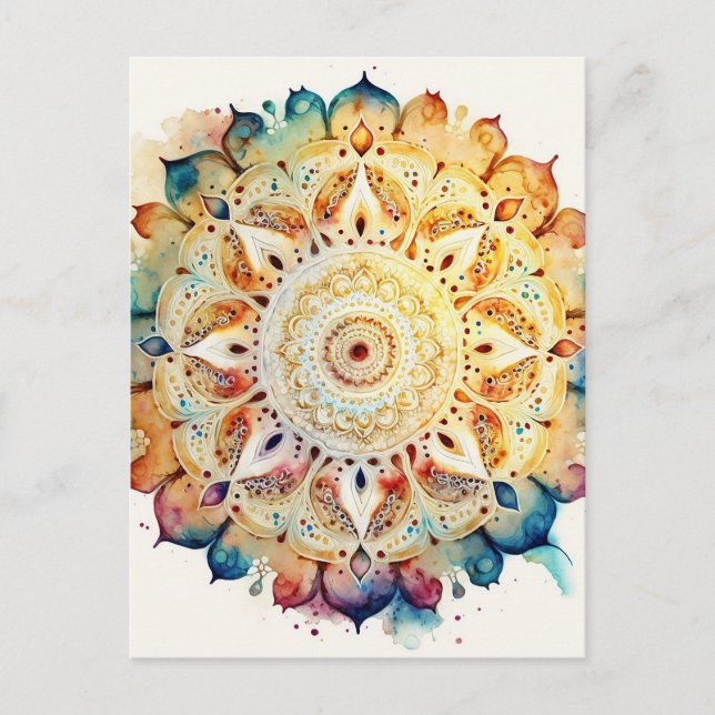 Carte Postale Aquarelle Mandala (Devant)