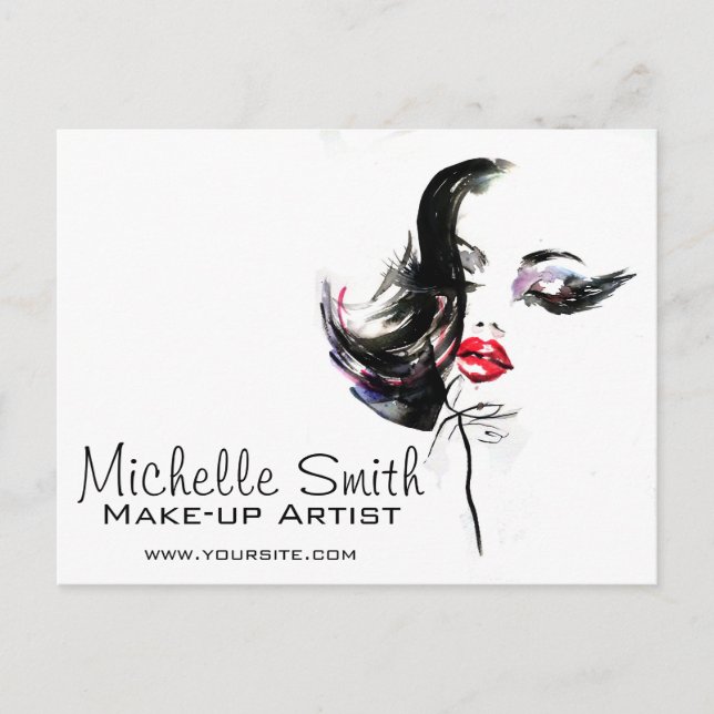 Carte Postale Aquarelle maquillage visage marque artiste (Devant)