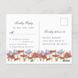 Carte Postale aquarelle meadow fleurs sauvages rsvp