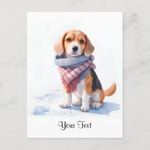 Carte Postale Aquarelle mignonne Beagle Chien Chien Chien Person