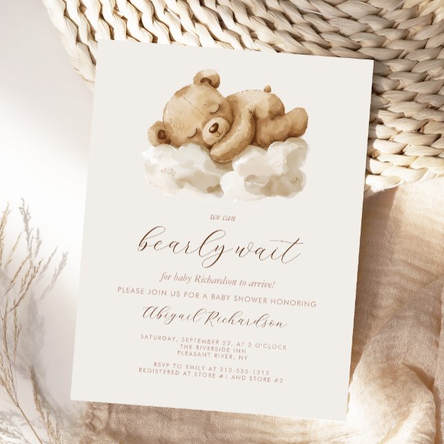 Carte Postale Aquarelle mignonne Ours en peluche Baby shower neu (Créateur téléchargé)