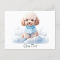 Aquarelle Miniature Chien Chiots Caniche Abricot