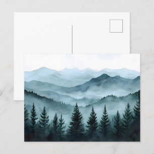 Carte Postale Aquarelle Misty Mountain Range