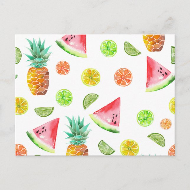 Carte Postale Aquarelle Motif de fruits en conserve (Devant)