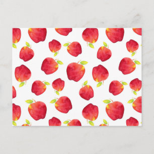 Carte Postale Aquarelle Motif de pomme rouge
