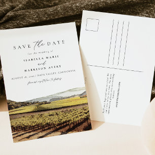 Carte Postale Aquarelle Napa Valley Sonoma California Vinyeard