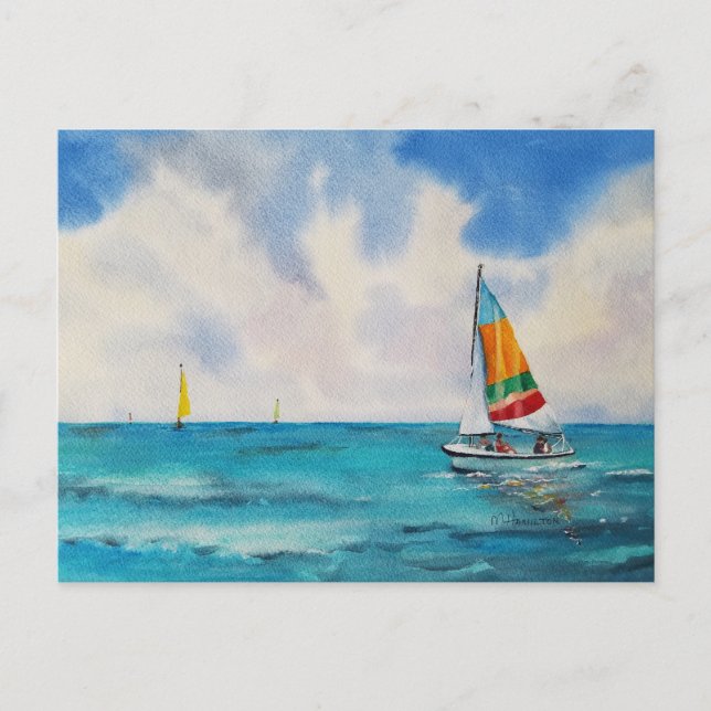 Carte Postale Aquarelle nautique (Devant)