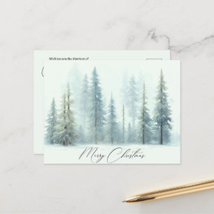 Carte Postale Aquarelle neige arbres personnalisés Noël