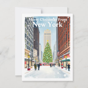 Carte Postale Aquarelle New York City Christmas Travel