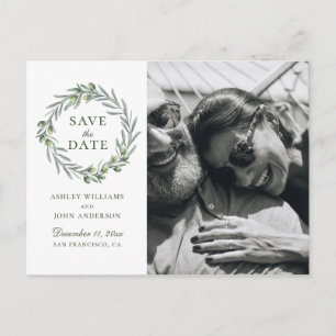 Carte Postale Aquarelle olive. Élégant italien Save the Date