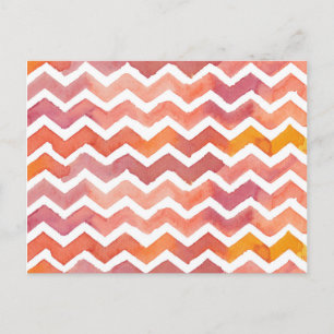 Carte Postale Aquarelle orange et rose Arrière - plan Chevron