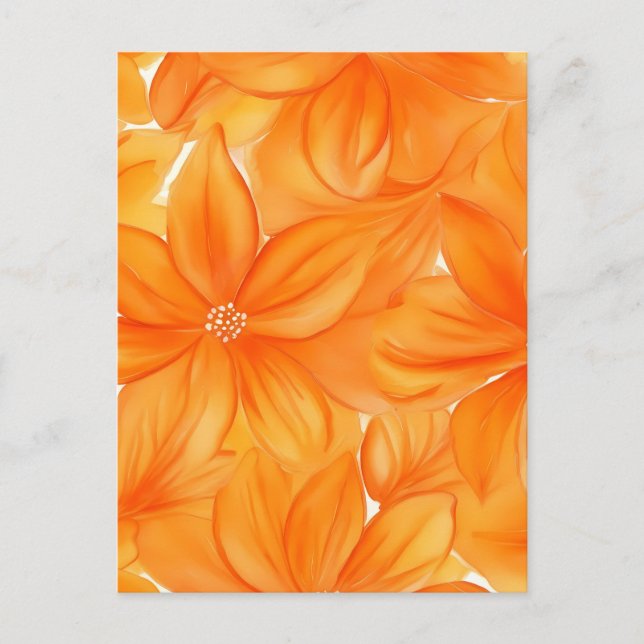 Carte Postale Aquarelle orange floral botanique dynamique (Devant)