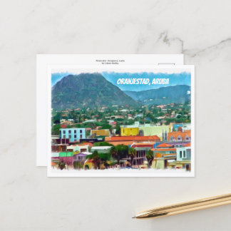 Carte Postale Aquarelle Oranjestad, Aruba