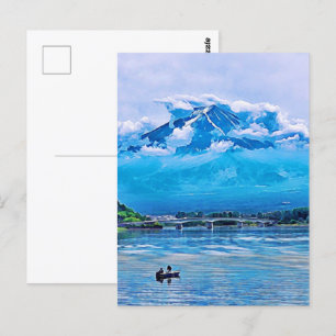 Carte Postale Aquarelle paisible Design d'art japonais