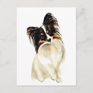 Carte Postale Aquarelle Papillon chien, animal de compagnie